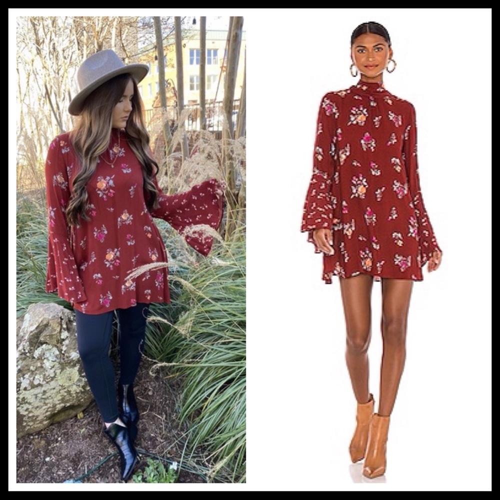 FREE PEOPLE BOHO MINI DRESS BOHEMIAN FESTIVAL BABYDOLL TUNIC A2C - Picture 10 of 16